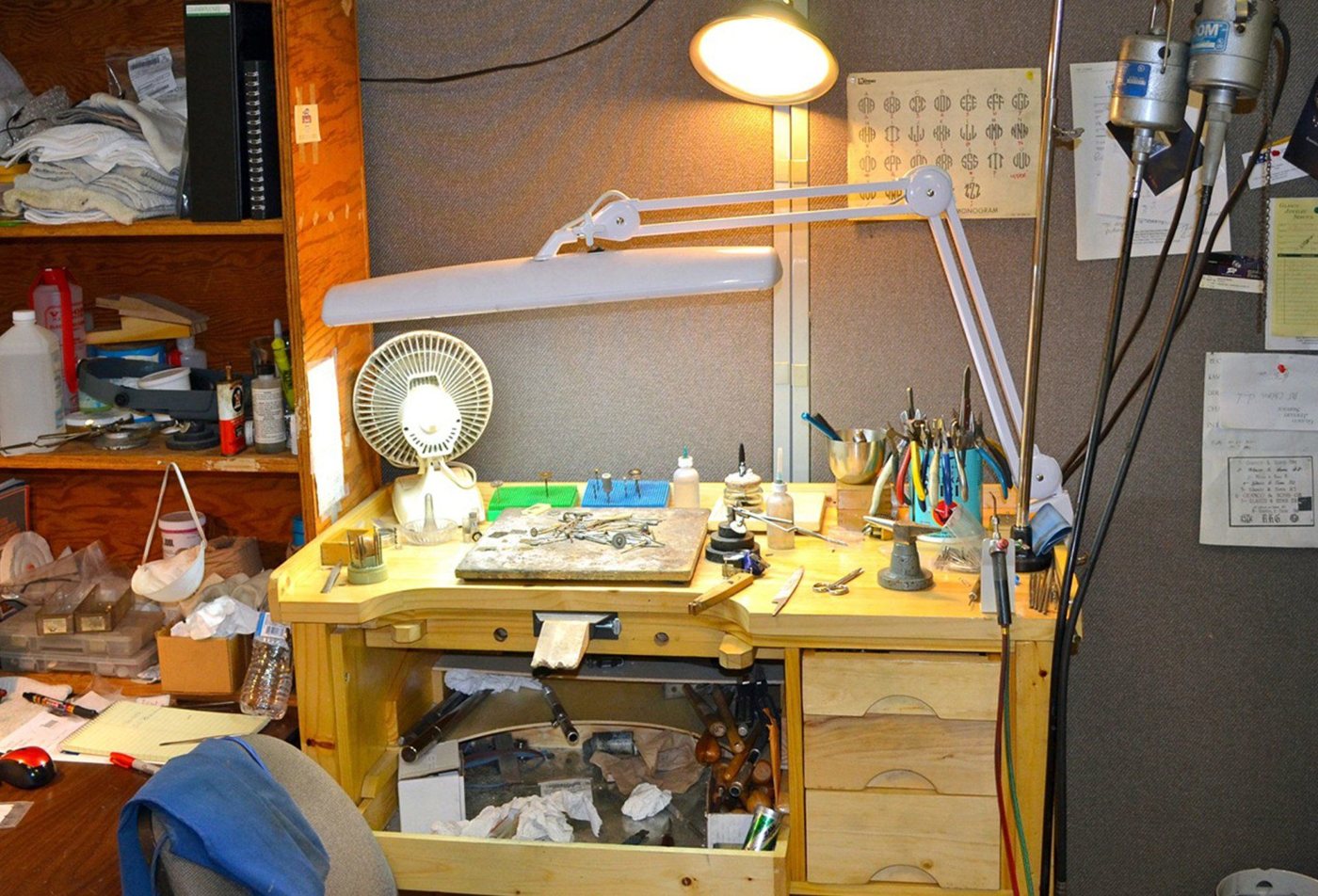 The repair bench at Glasco Jewelers
